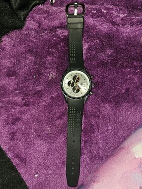 Carrera Women's Black Strap Silver Dial Chronograph Watch